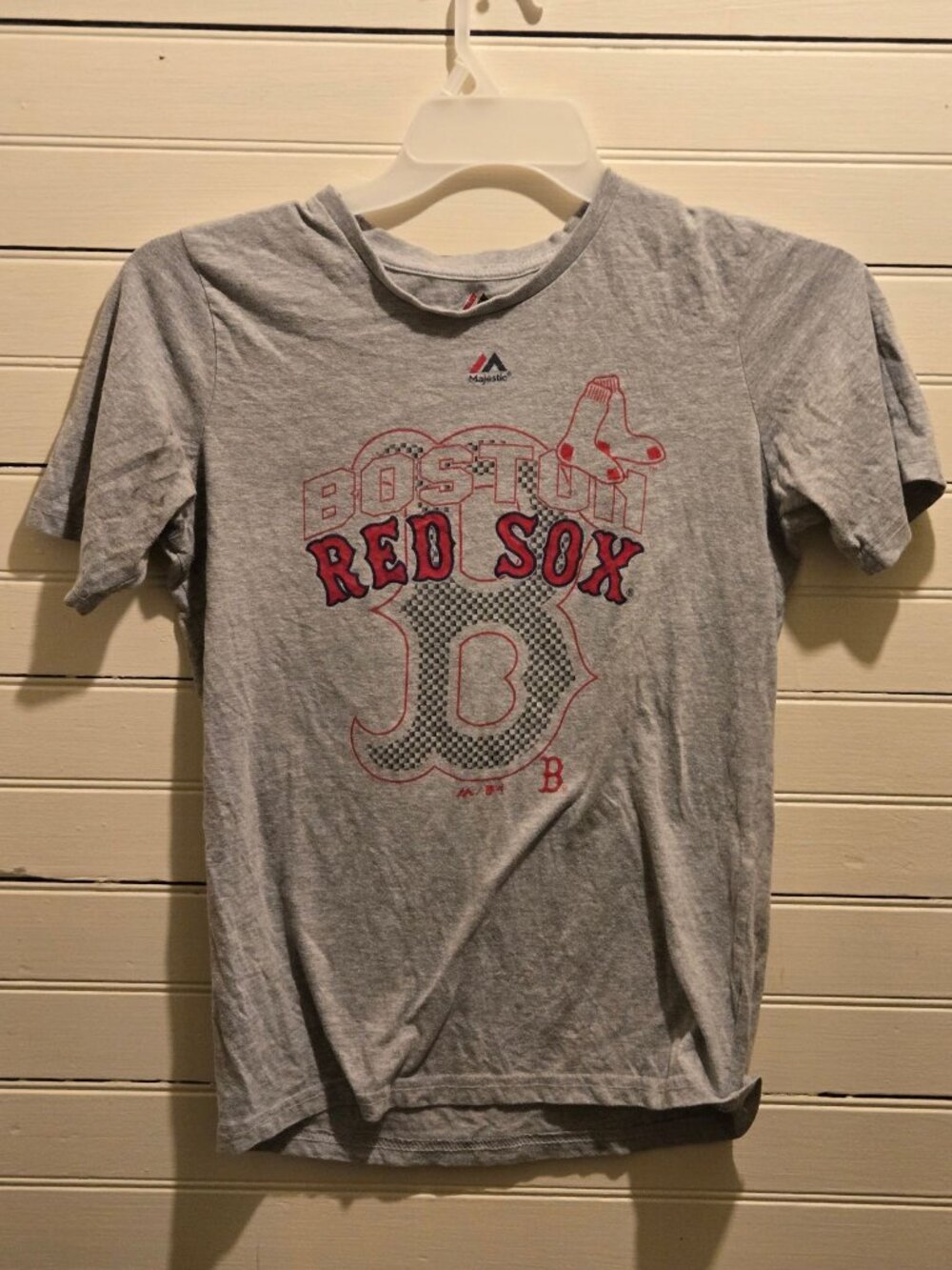 Majestic Boston Red SoxShirt Youth L Gray Short Sleeve MLB Logo Graphic Tee